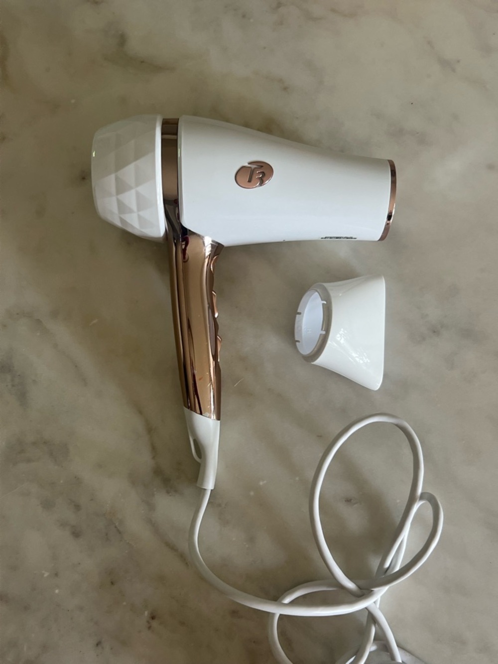 T3 White & Rose Gold Compact Hair Dryer